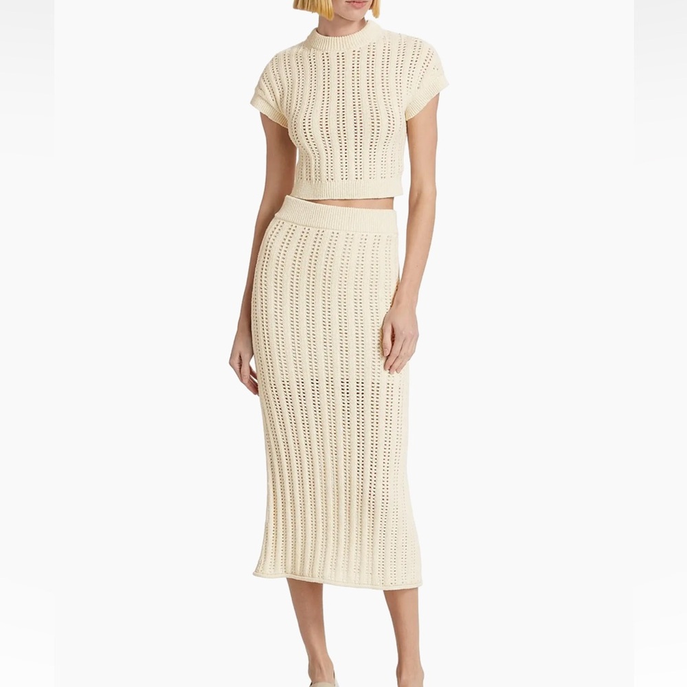 A.L.C. Aurora Cream Knit Midi-Skirt